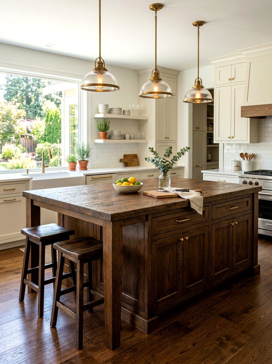 Dark oak kitchen island - 30 dark wood kitchen ideas