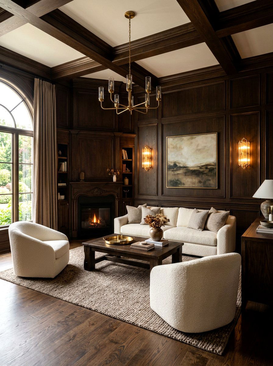 Dark oak living room - 30 earth tone living space ideas