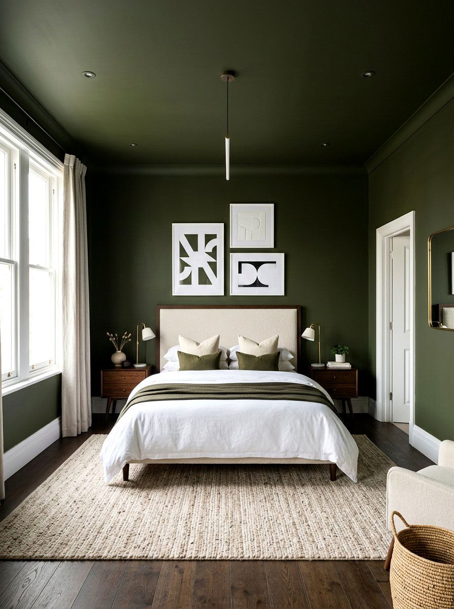 Dark olive green bedroom paint - 30 olive drab bedroom ideas