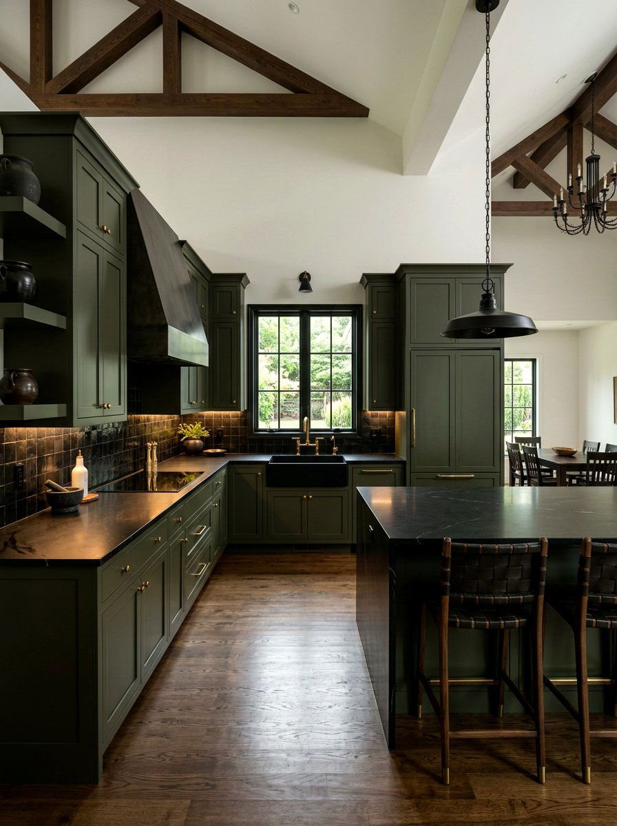 Dark olive green kitchen - 30 olive green kitchen ideas