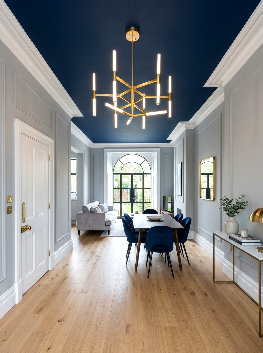 Dark painted ceiling - 30 dramatic foyer decor ideas