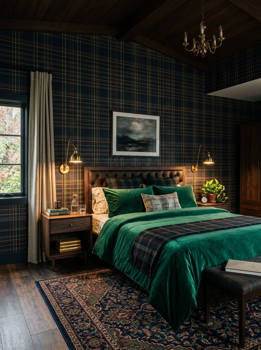 Dark plaid bedroom walls - 30 plaid bedroom ideas