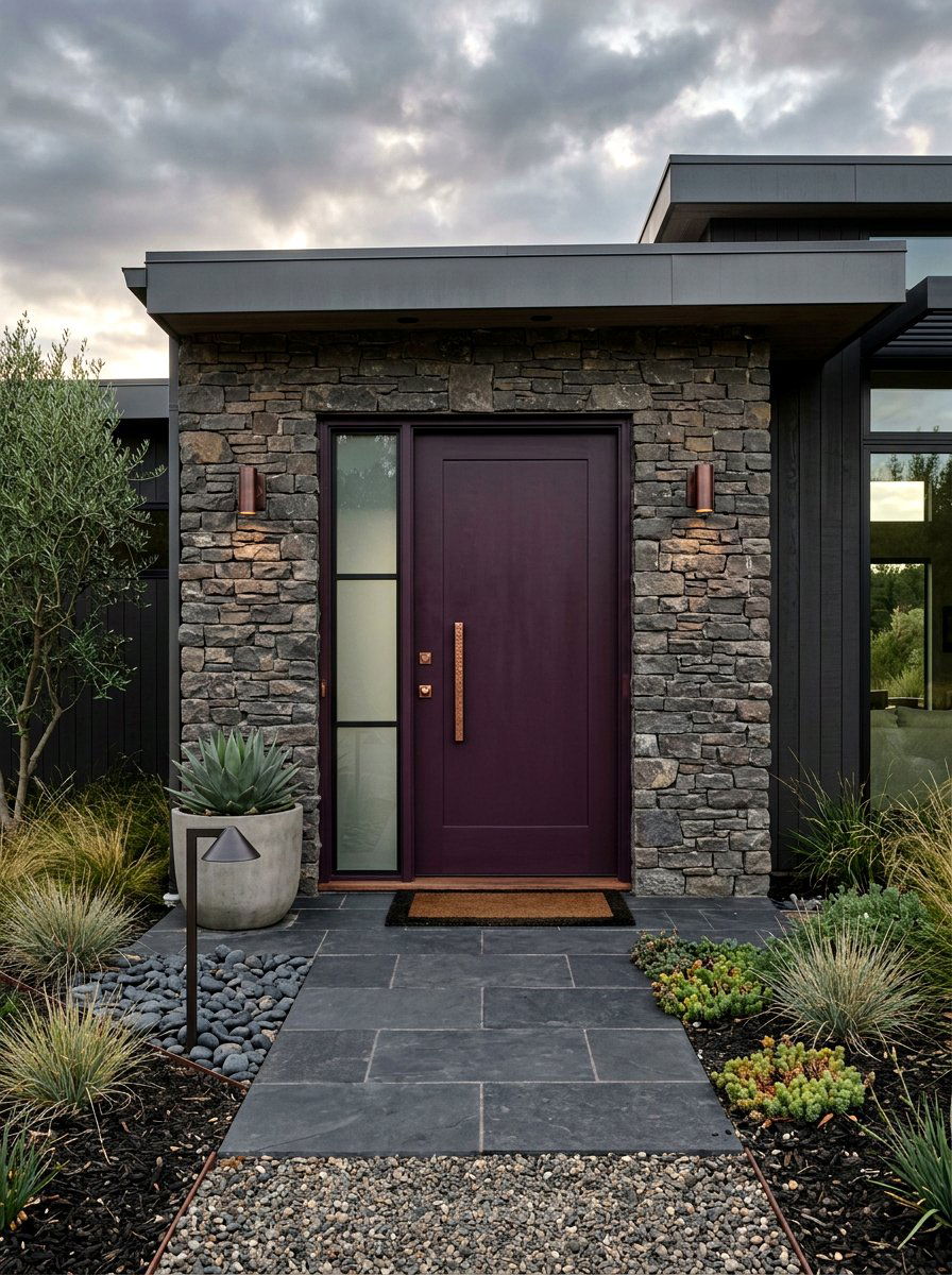 Dark plum front door - 30 front door color ideas