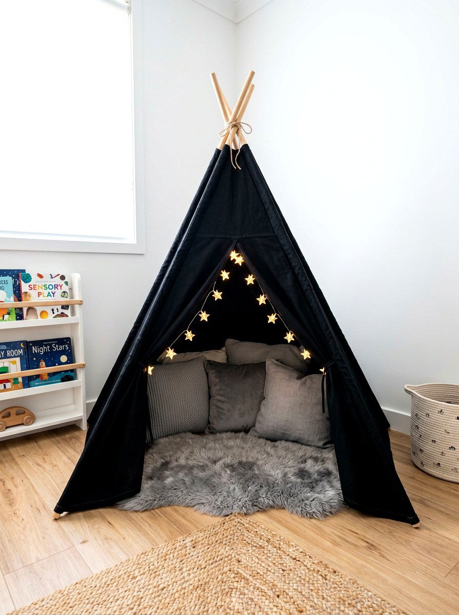 Dark sensory play tent - 30 sensory playroom ideas