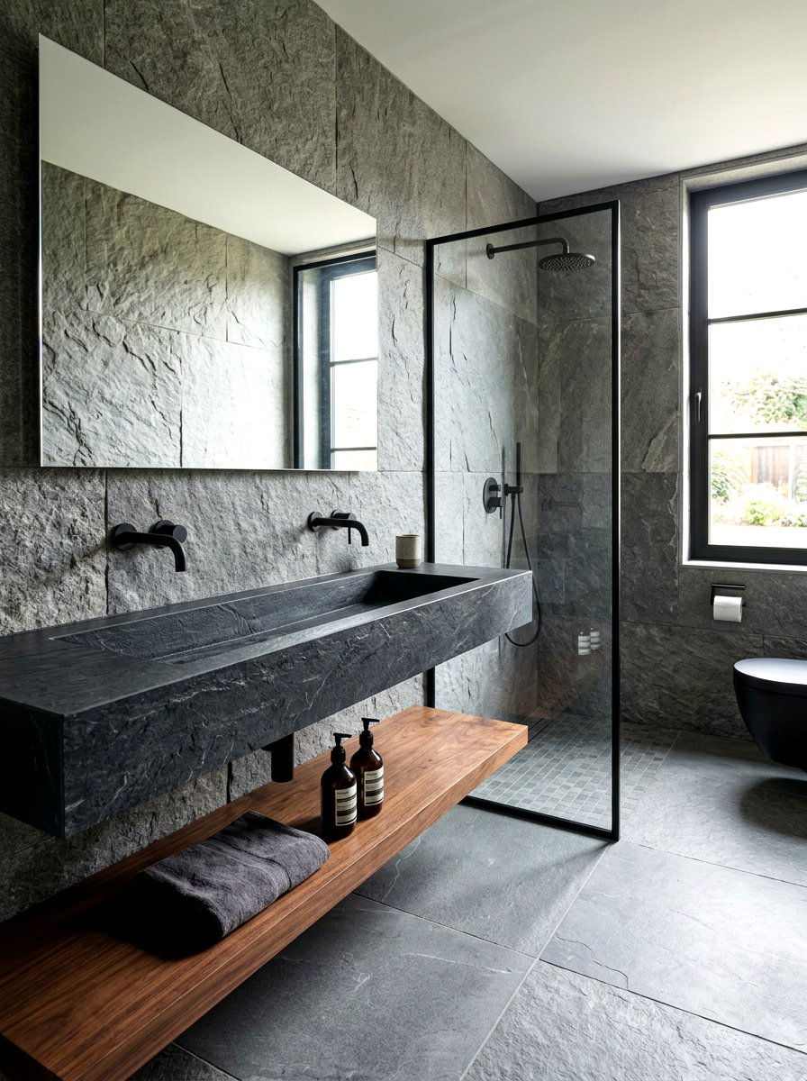 Dark slate integrated sink - 30 integrated sink countertop ideas