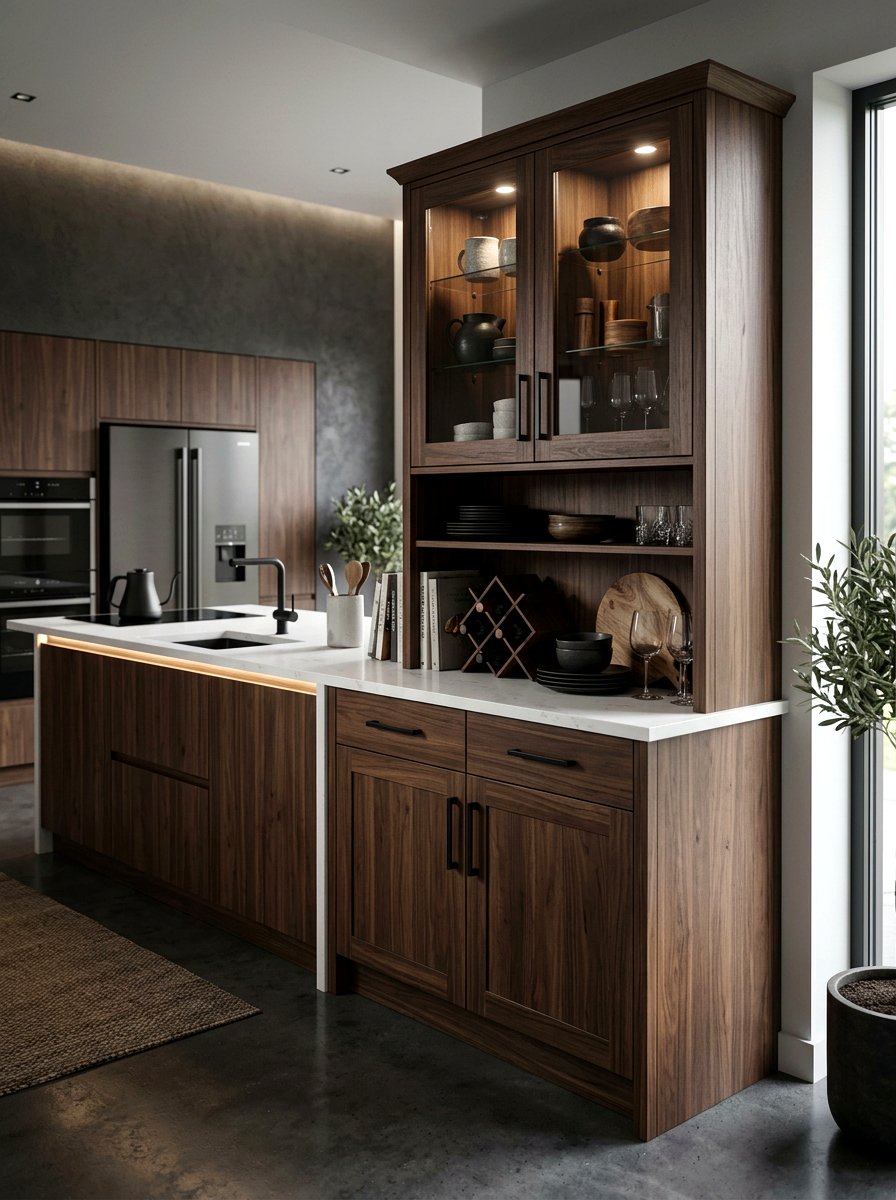 Dark walnut kitchen dresser - 30 dresser in kitchen ideas