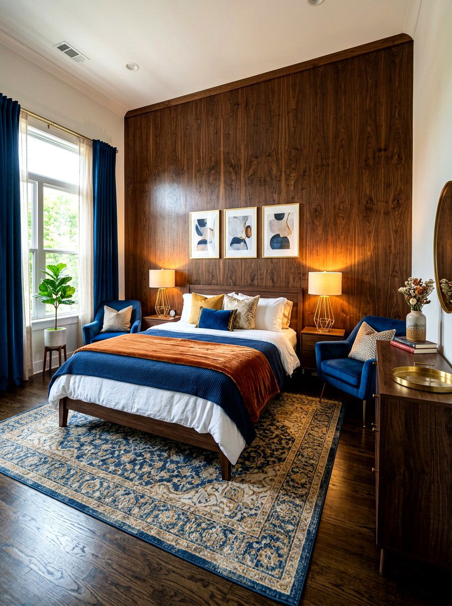 Dark wood accent - 30 neo deco bedroom ideas