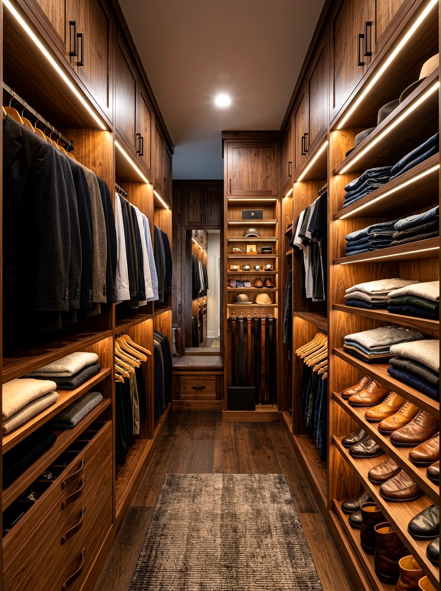 Dark wood closet - 30 small walk in closet ideas