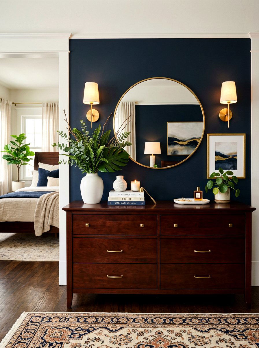 Dark wood dresser styling - 30 bedroom dresser styling ideas