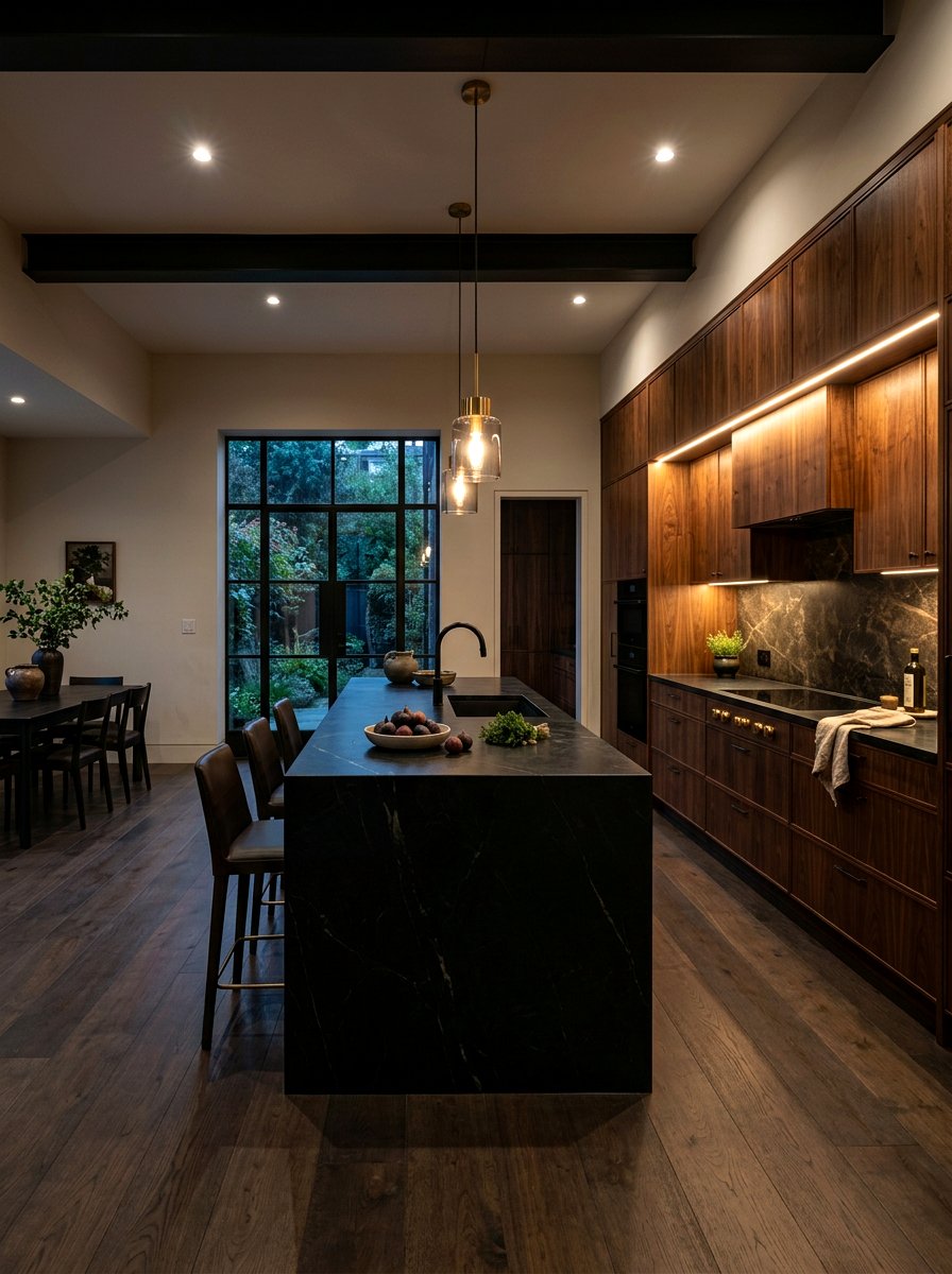 Dark wood kitchen - 30 wabi sabi kitchen ideas