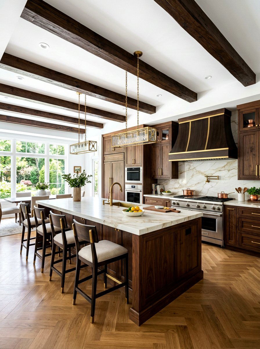 Dark wood kitchen beams - 30 kitchen ceiling beam ideas