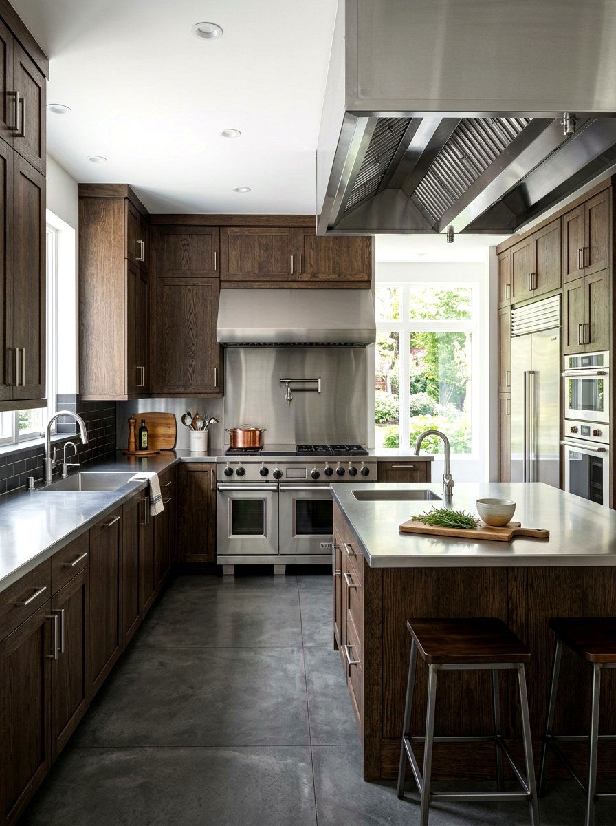 Dark wood kitchen with stainless steel - 30 dark wood kitchen ideas