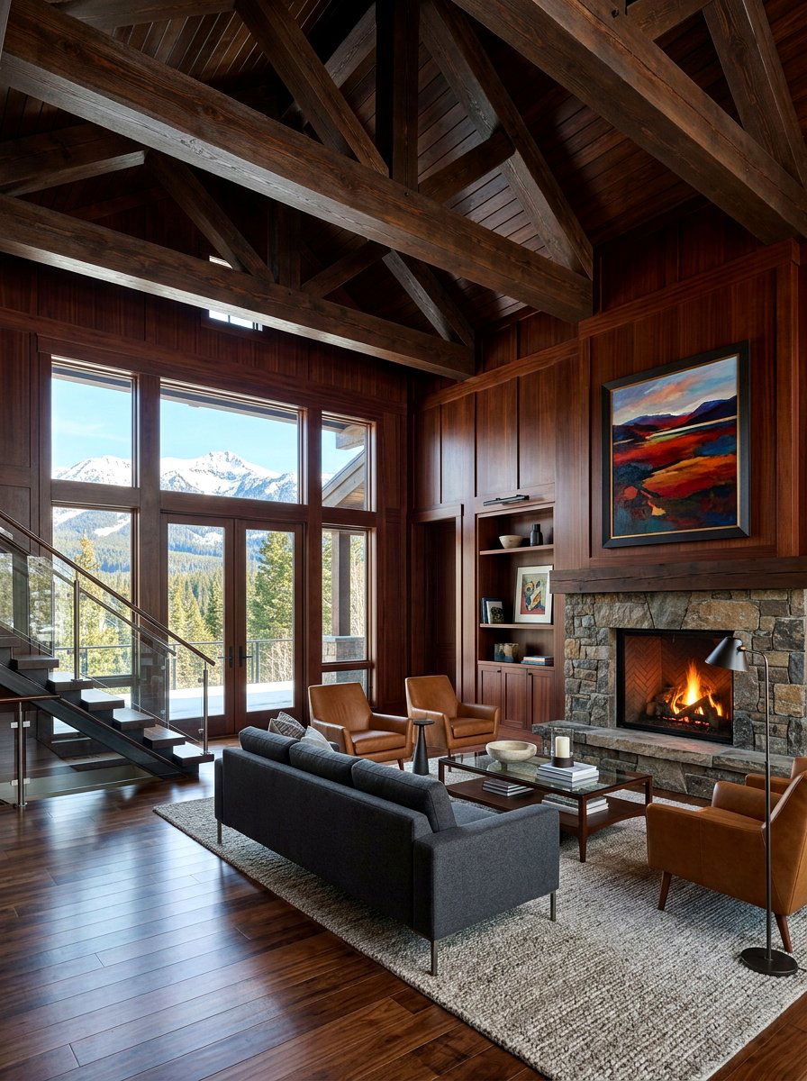 Dark wood living room - 30 moody fall living room ideas