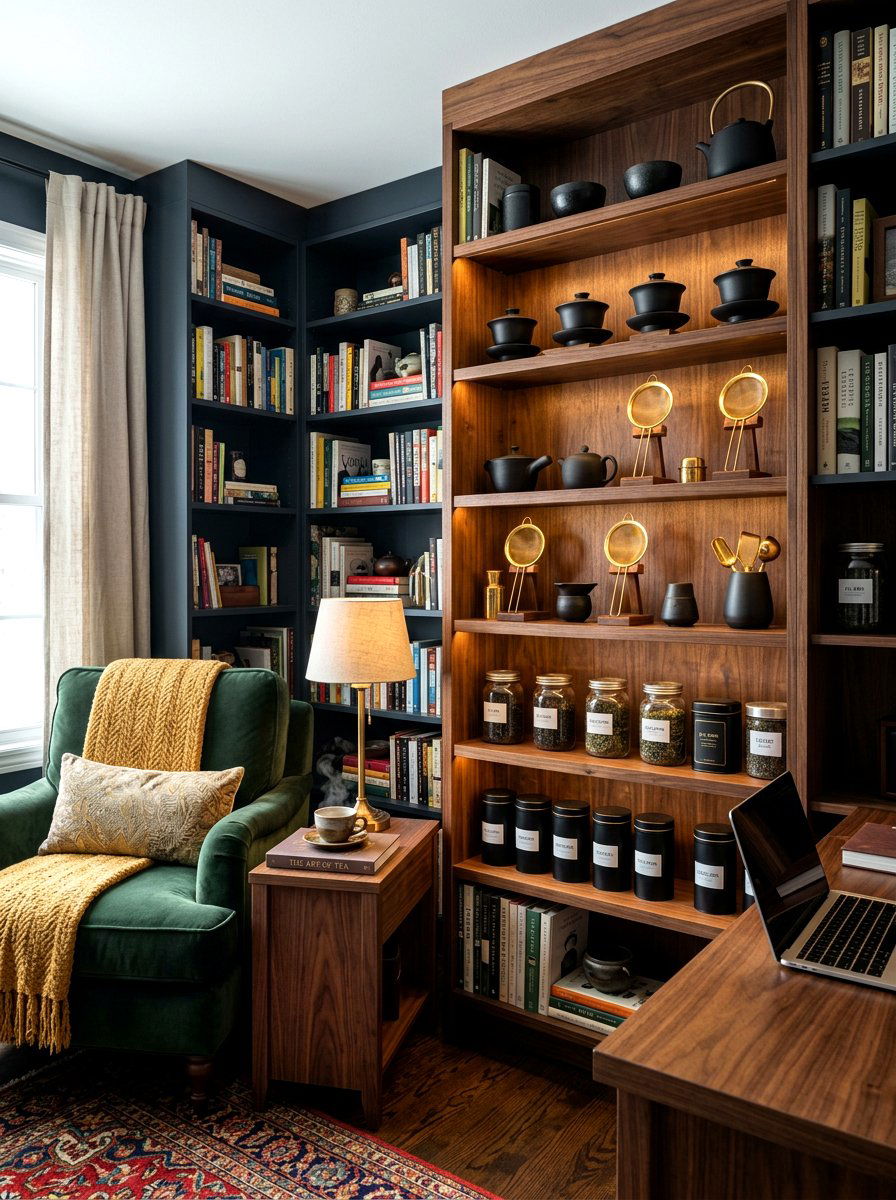 Dark wood tea sanctuary - 30 matcha station ideas
