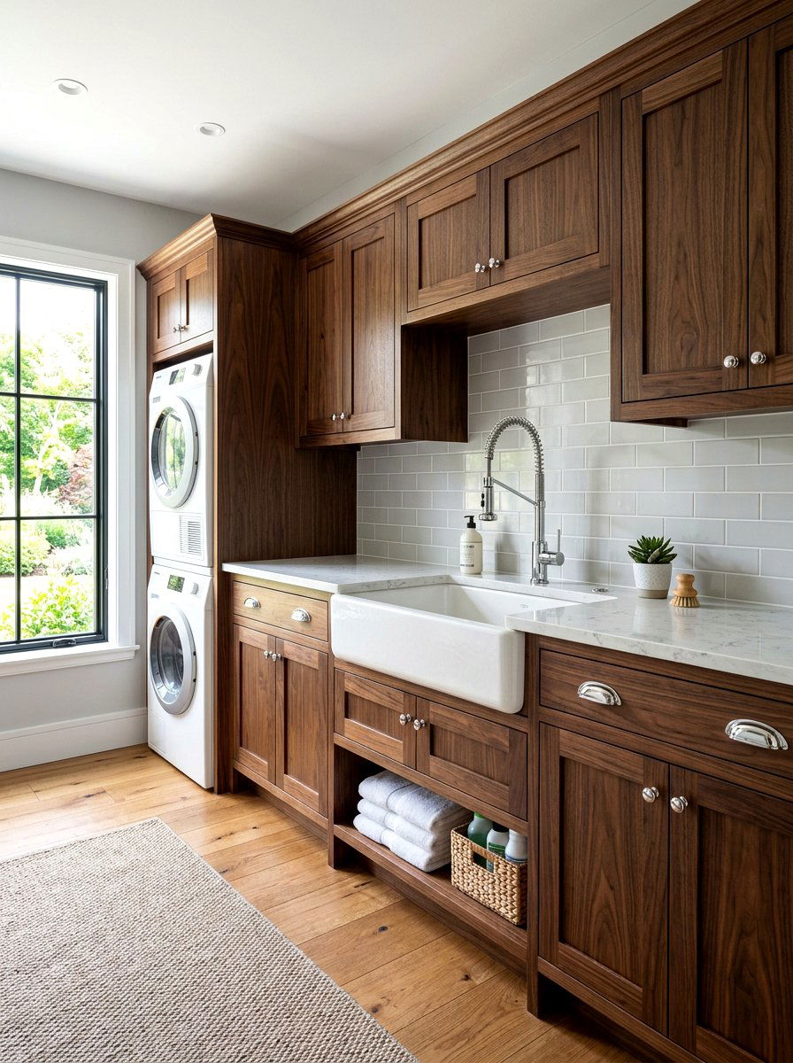 Dark wood utility sink cabinet - 30 utility sink cabinet ideas