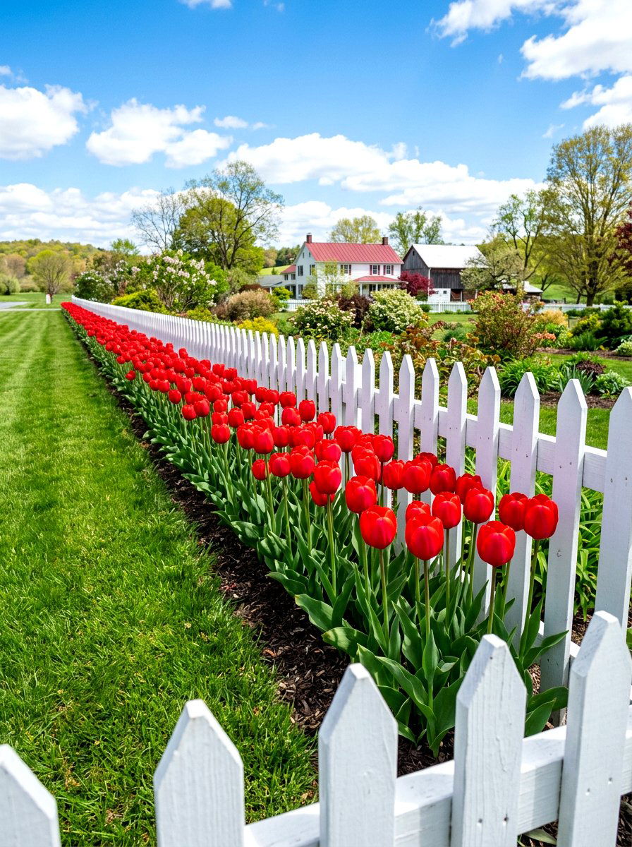 Darwin Hybrid Tulip Row - 30 tulip border ideas