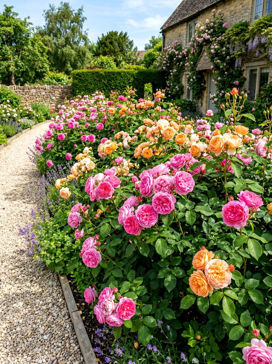 David Austin Rose Border - 30 cottage rose border ideas