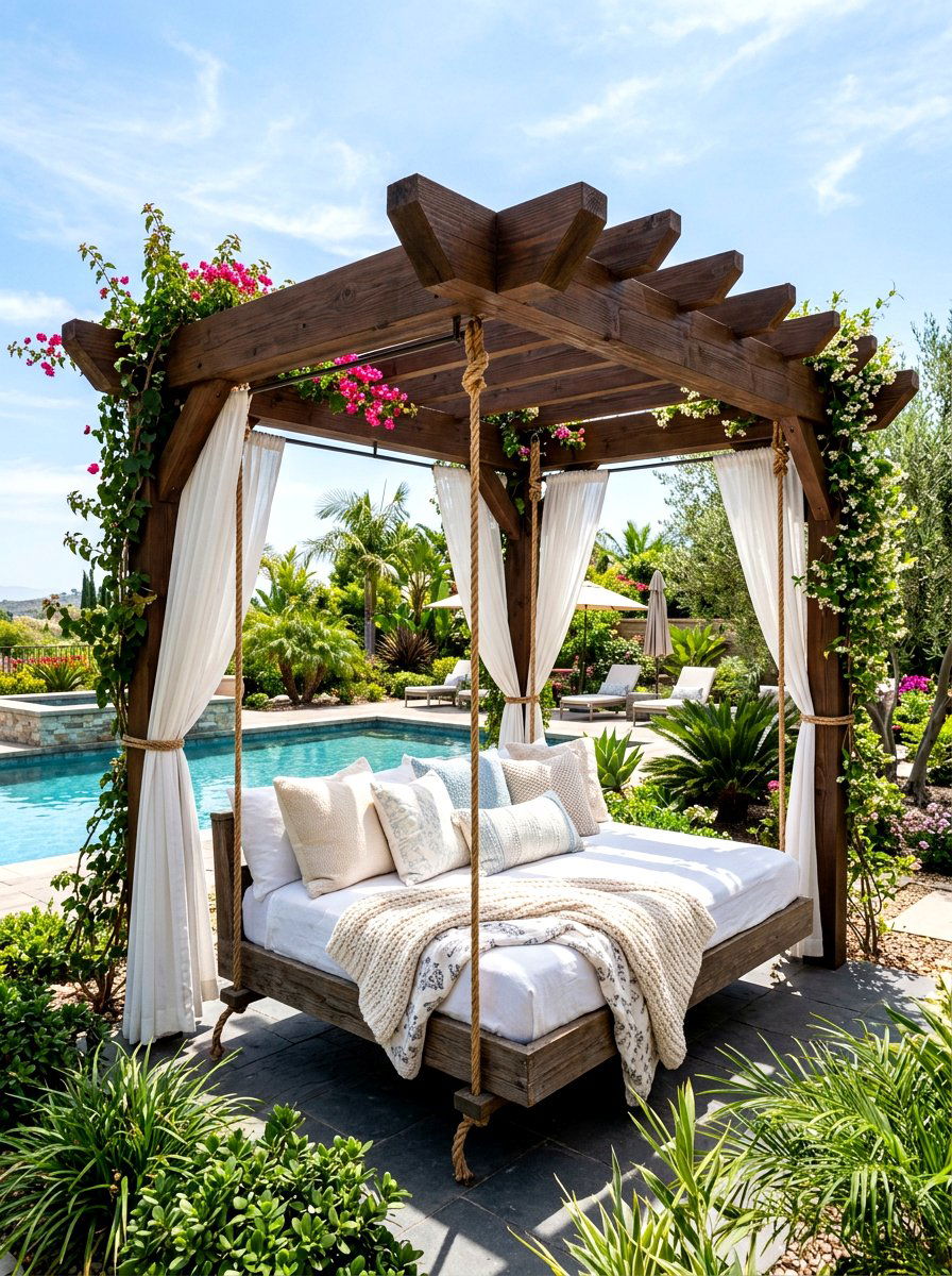 Daybed Pergola Swing - 30 pergola with swings ideas