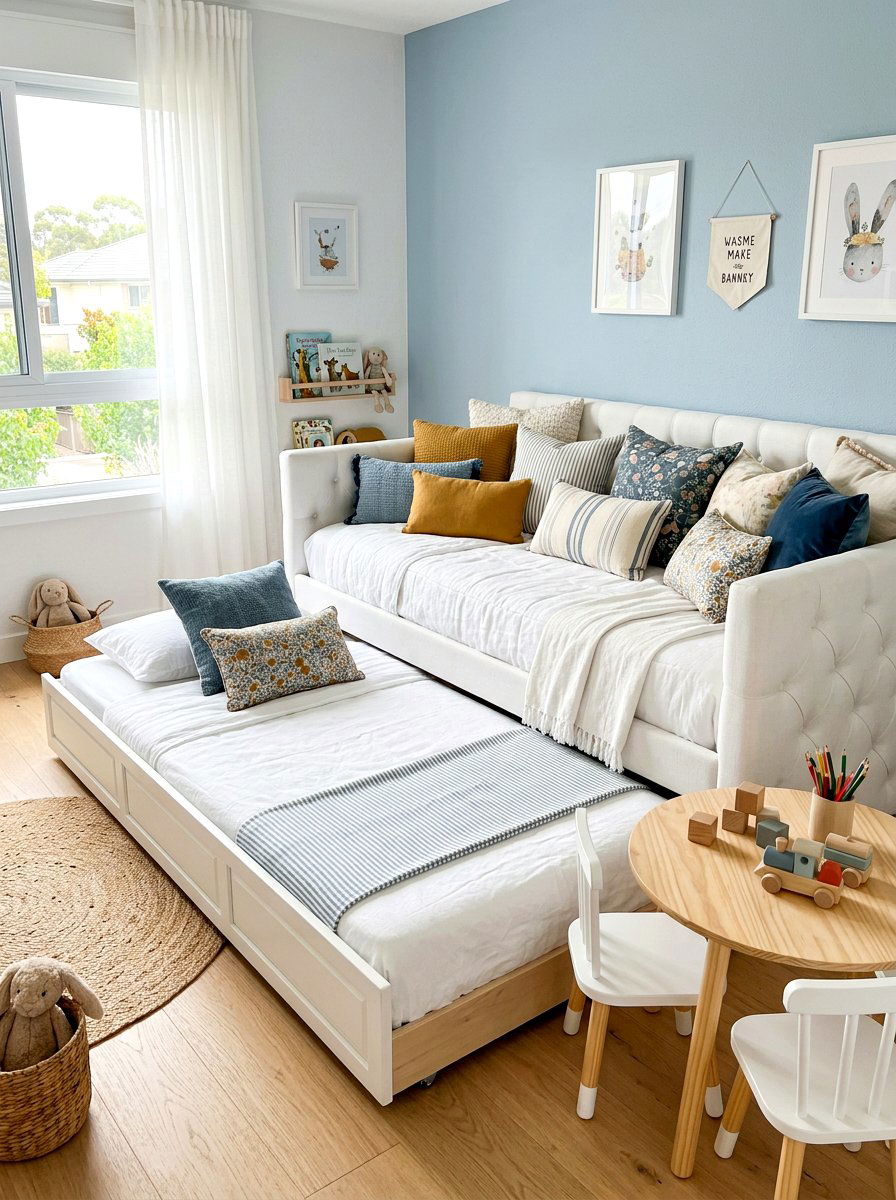 Daybed Trundle Layout - 30 girls shared bedroom ideas