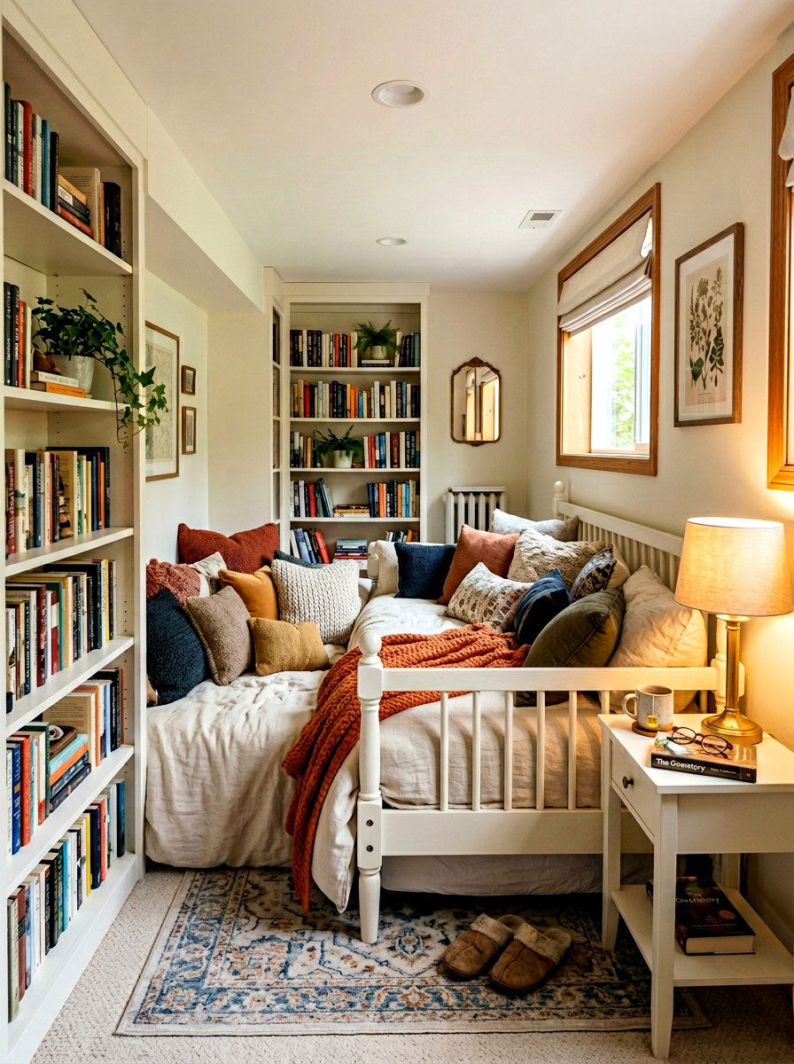 Daybed reading corner - 30 basement reading nook ideas