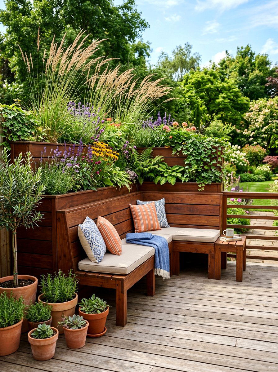 Deck Corner Planter Box Seating - 30 deck corner seating ideas
