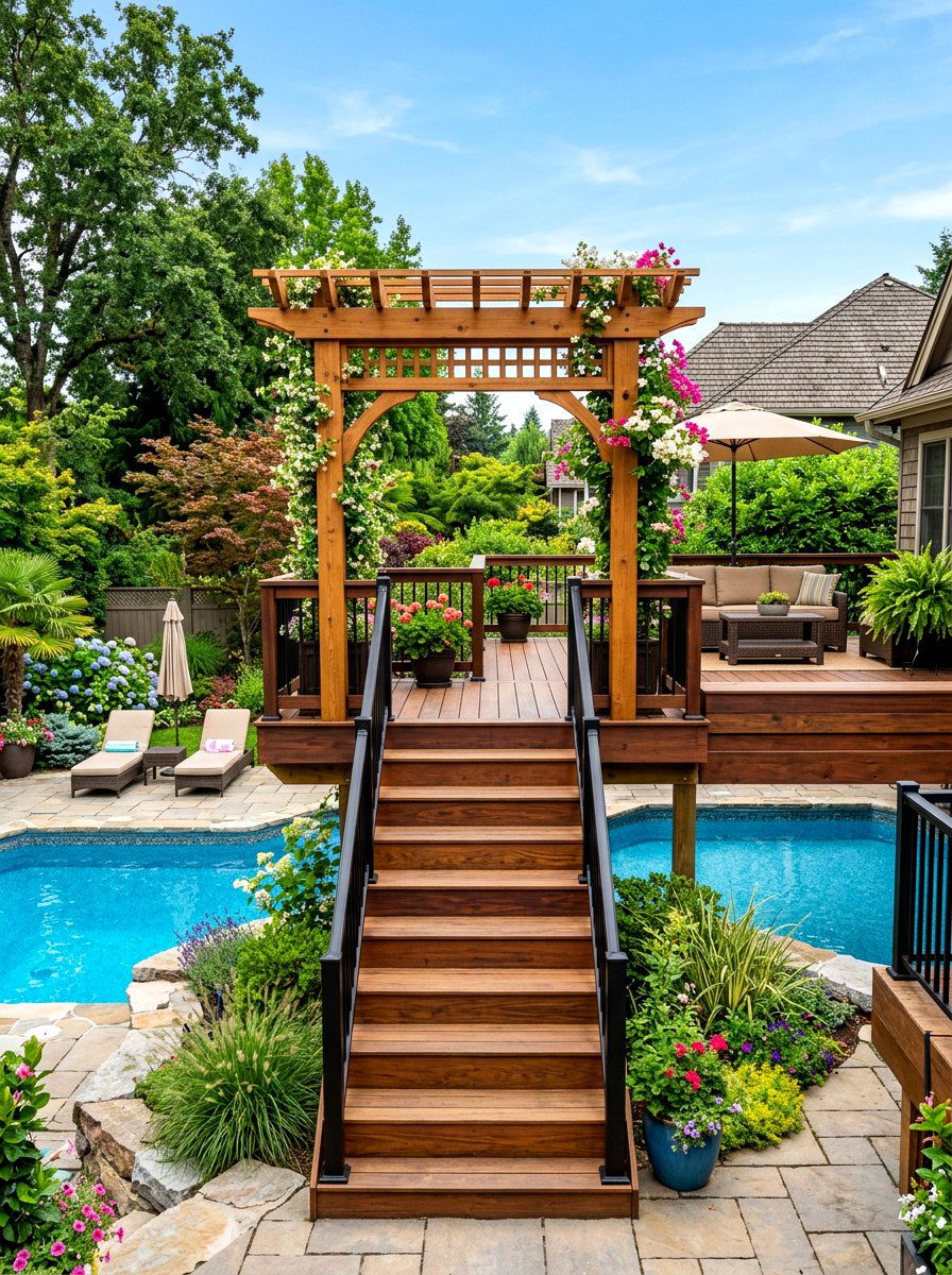 Deck Entrance Arbor - 30 backyard arbor ideas