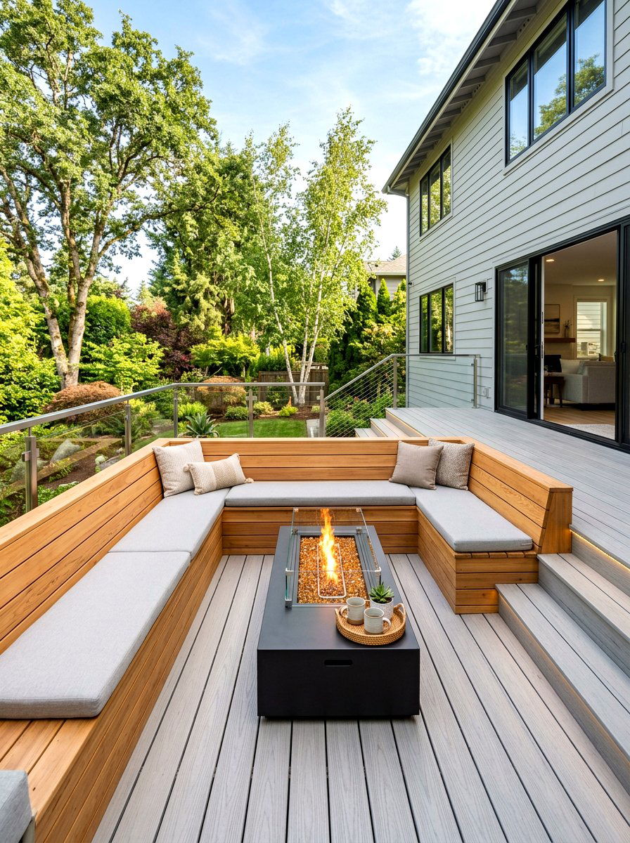 Deck Fire Pit With Built In Benches - 30 fire pit seating ideas