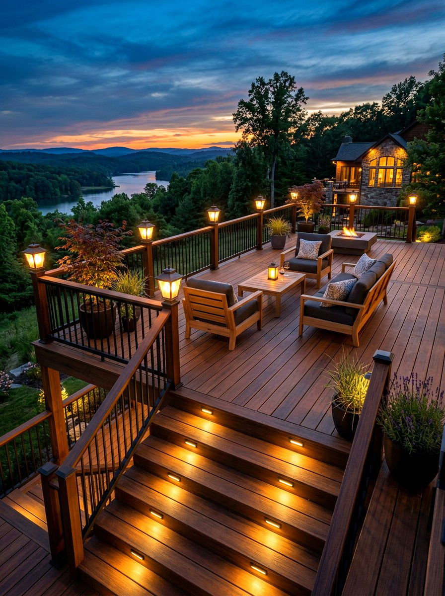 Deck Lighting - 30 family cookout backyard ideas