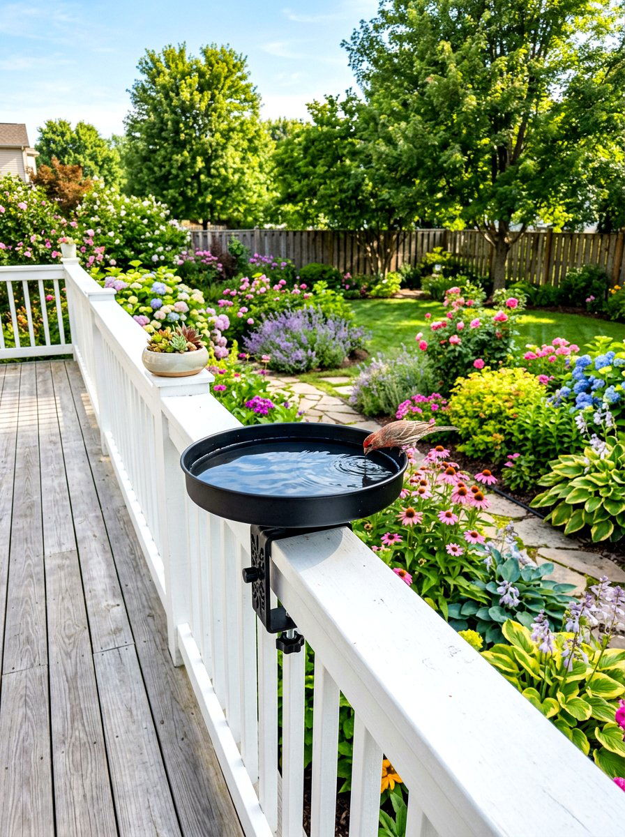 Deck Mounted Bird Bath - 30 bird bath ideas