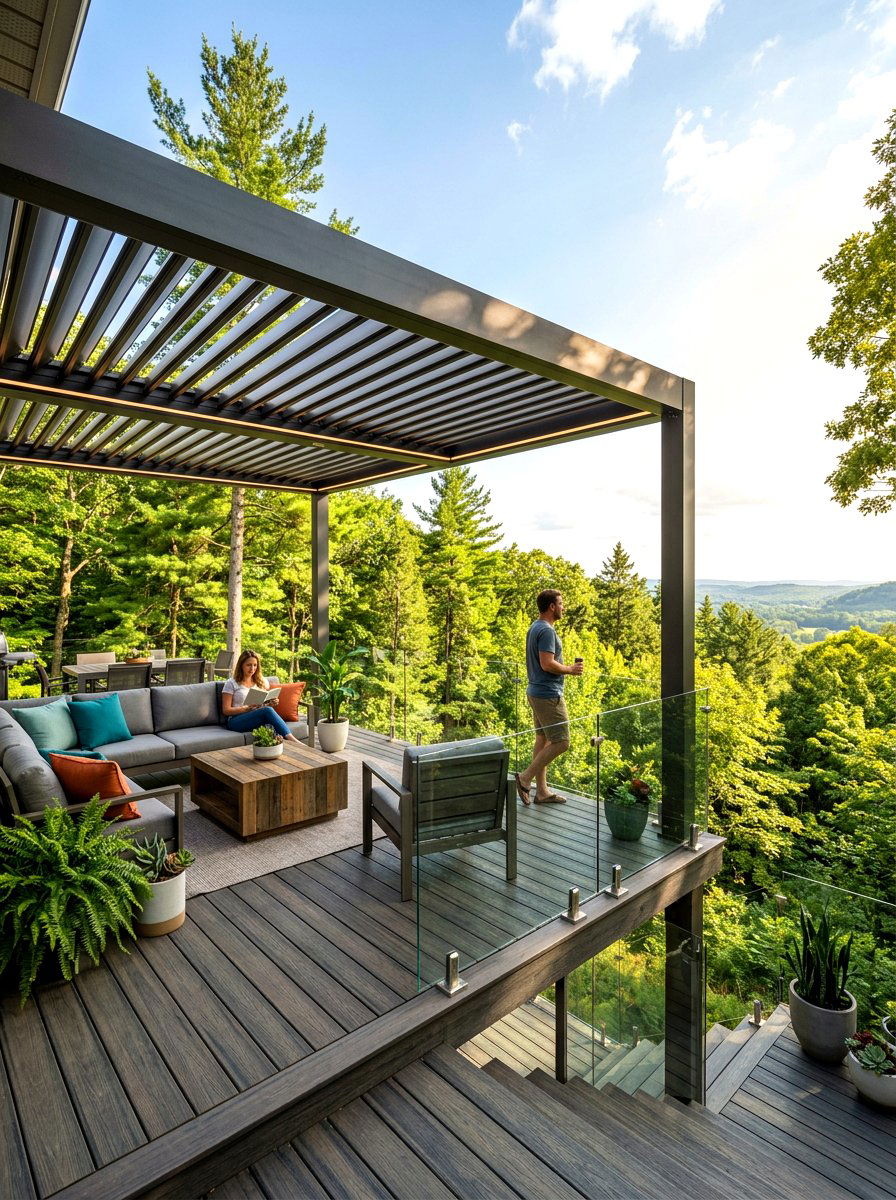 Deck Mounted Louvered Structure - 30 louvered pergola patio ideas
