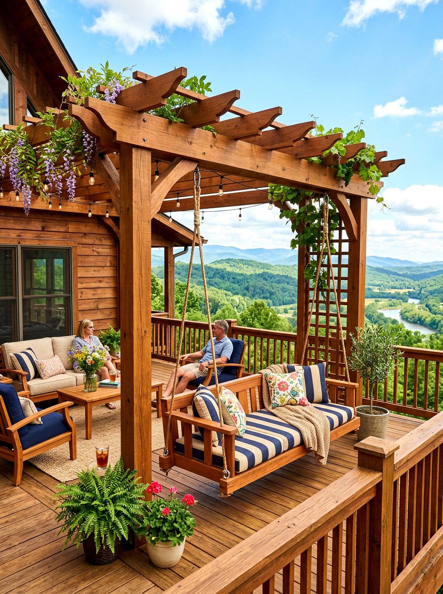 Deck Pergola Swing - 30 pergola with swings ideas