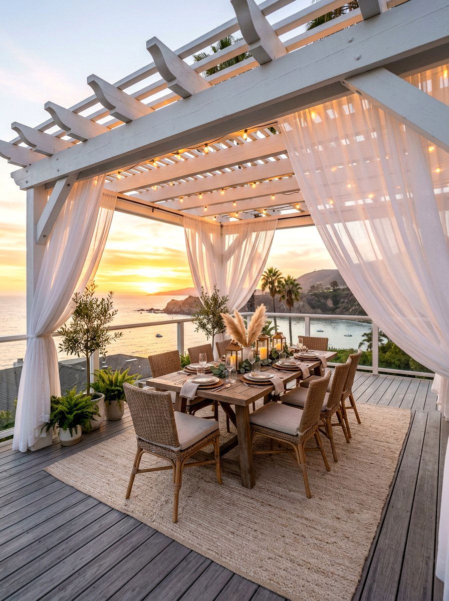 Deck Pergola With Curtains - 30 pergola dining backyard ideas