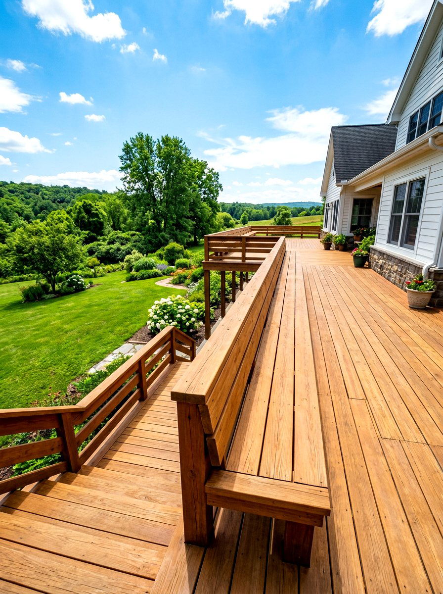 Deck Railing Bench - 30 built in bench backyard ideas