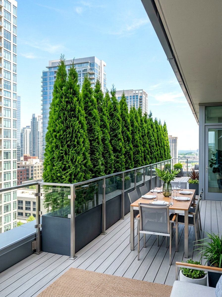 Deck Side Arborvitae - 30 arborvitae privacy ideas