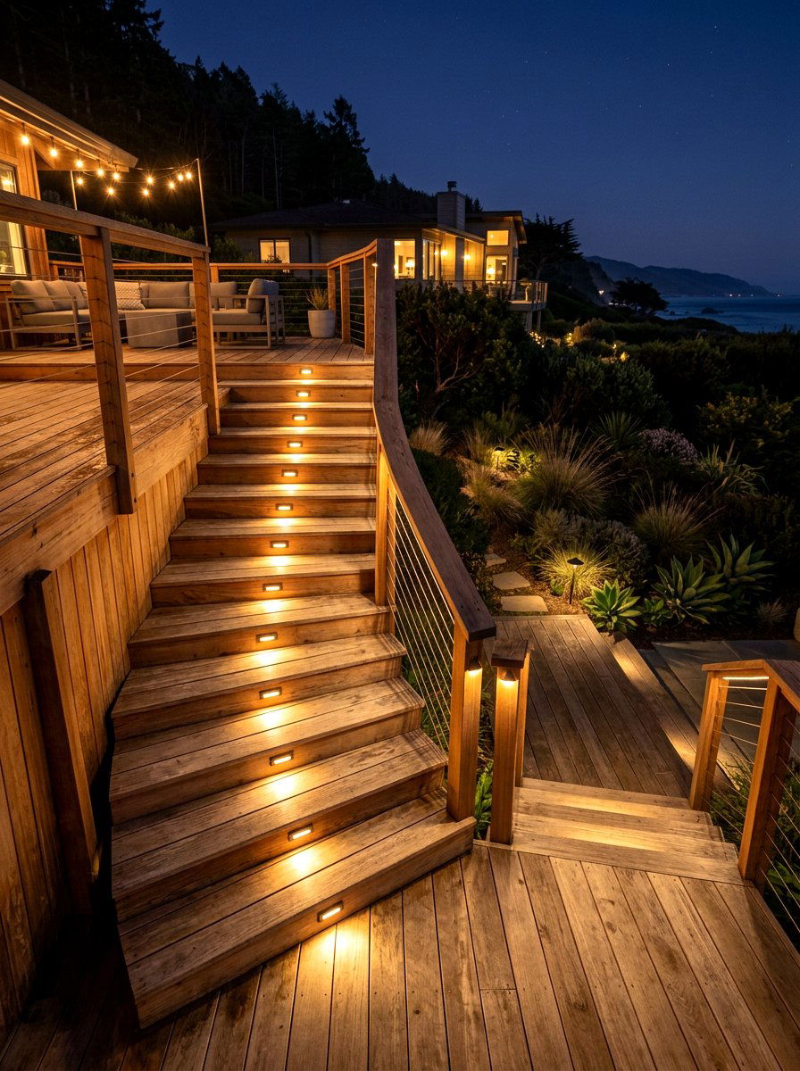 Deck Stair Lighting - 30 moody outdoor lighting ideas