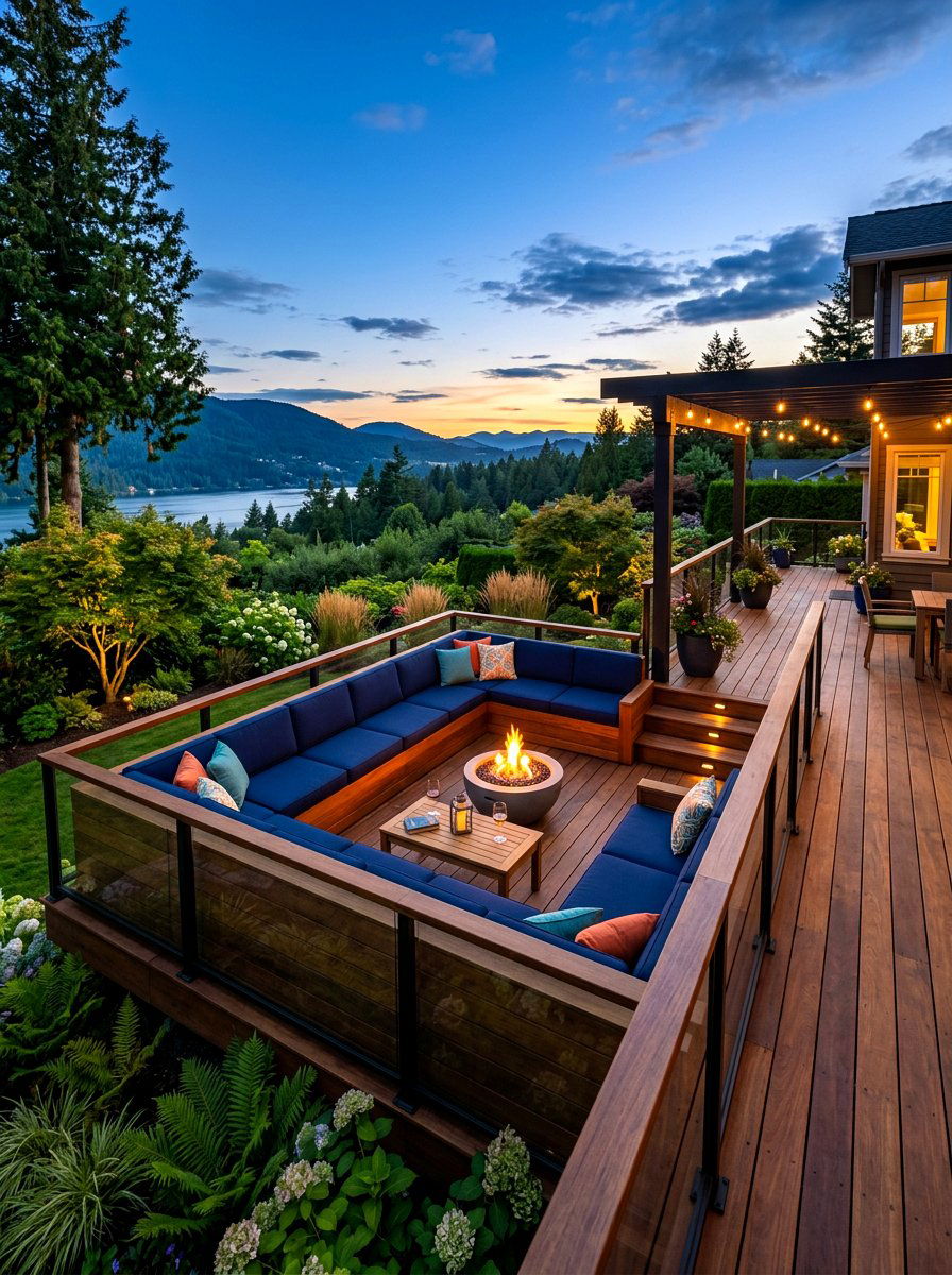 Deck With Built In Seating - 30 evening backyard lounge ideas