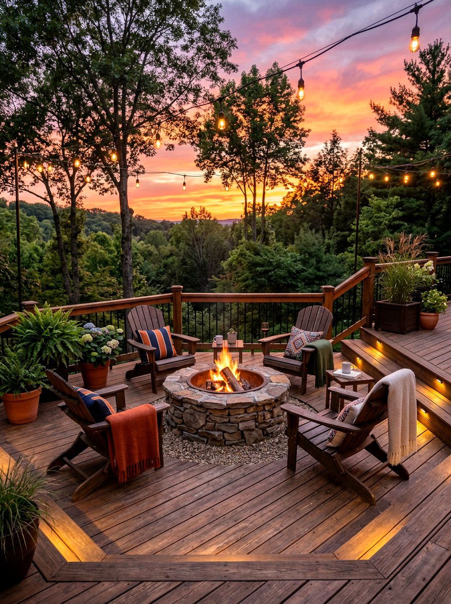 Deck fire pit area - 30 sunset deck decor ideas