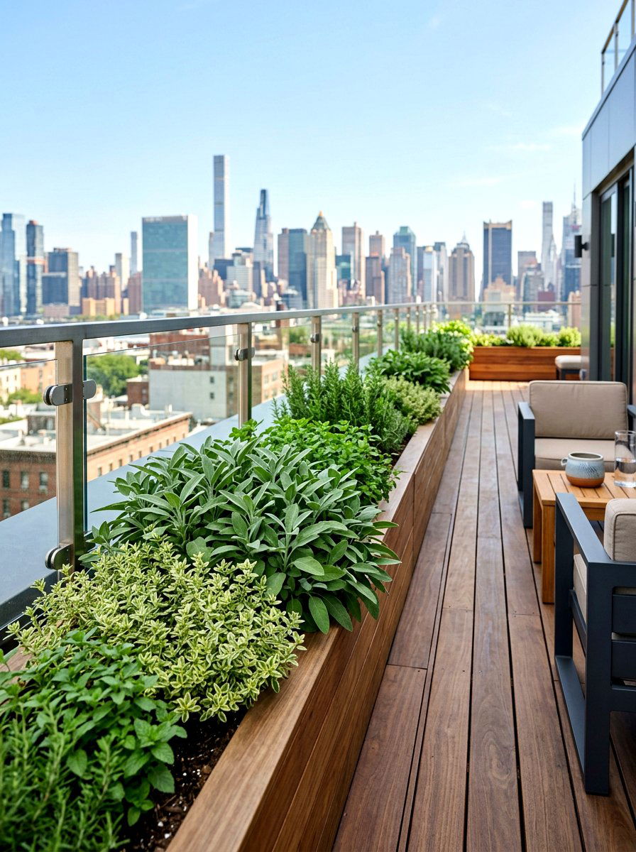 Deck herb garden planters - 30 rooftop herb garden ideas