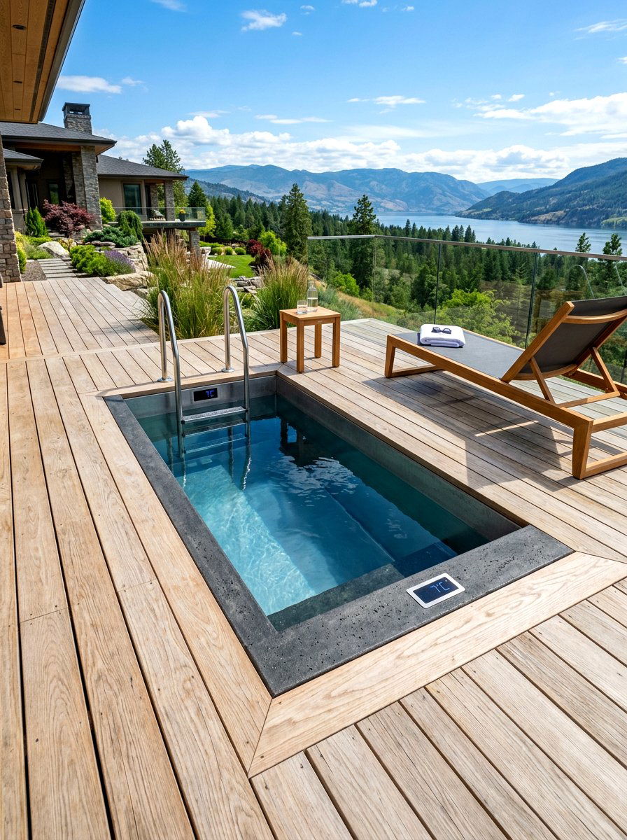 Deck integrated cold tub - 30 cold plunge bath ideas