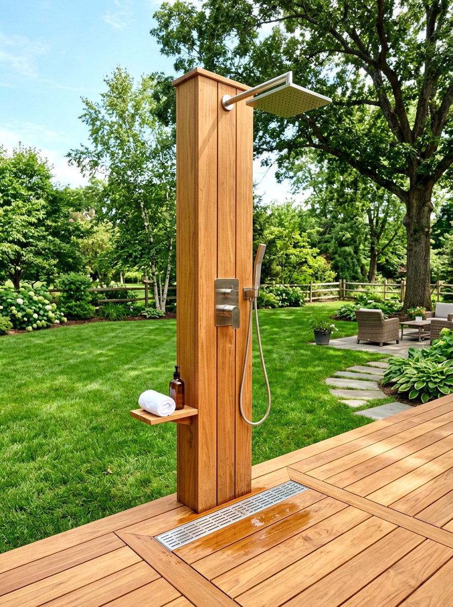 Deck mounted shower - 30 outdoor shower summer ideas
