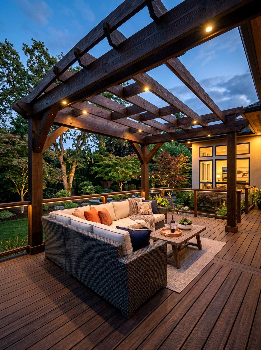Deck pergola with lighting - 30 patio pergola ideas