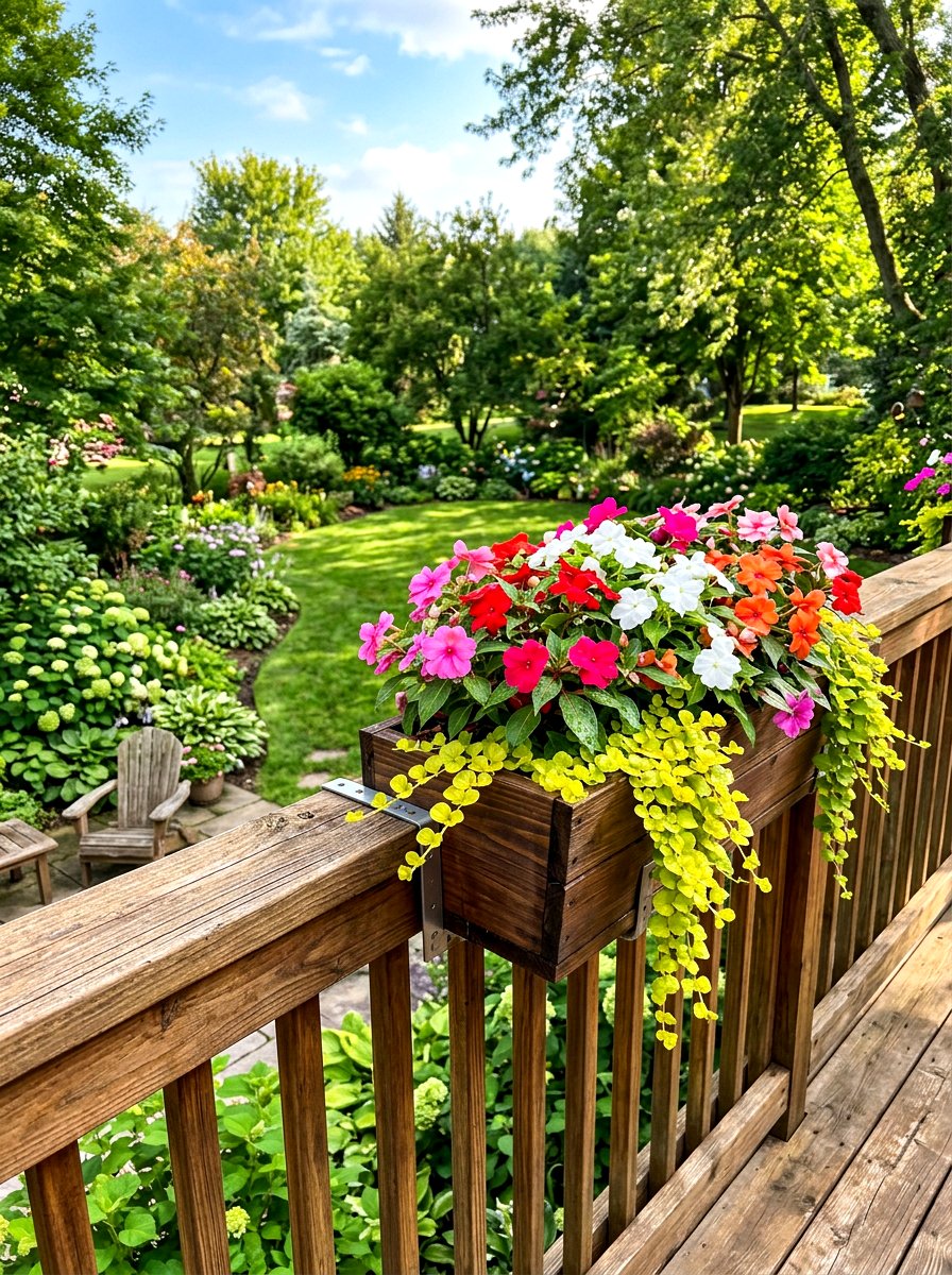 Deck rail window box - 30 window flower box ideas
