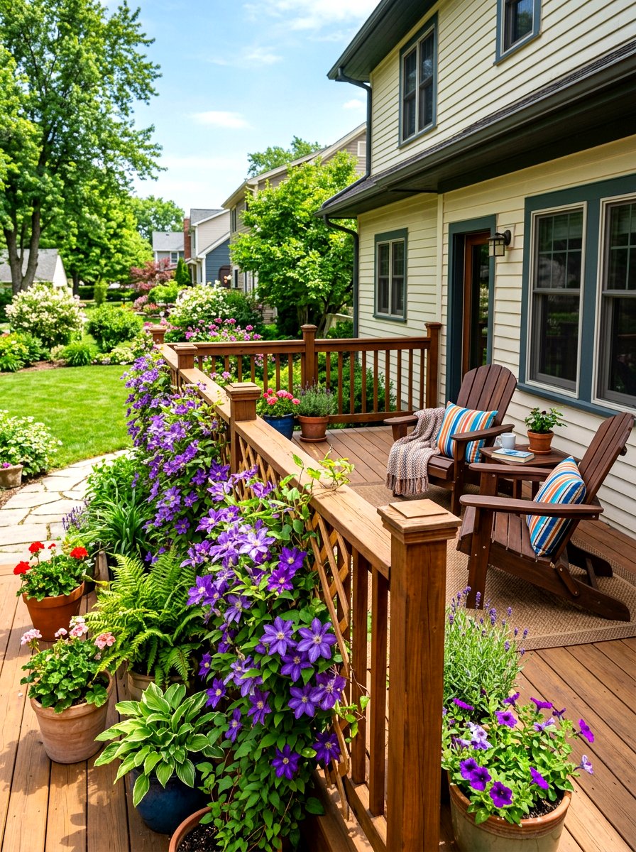 Deck railing trellis - 30 clematis trellis ideas