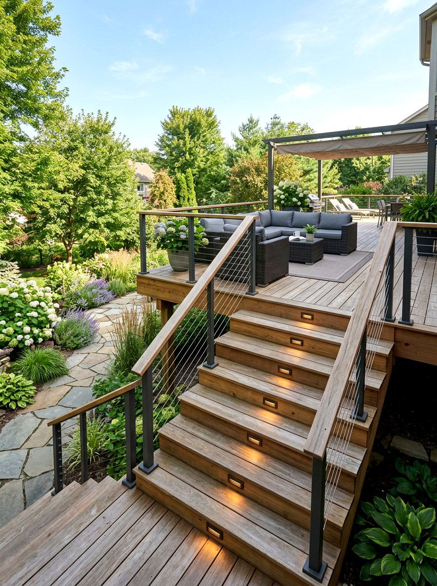 Deck step lights - 30 garden lighting ideas
