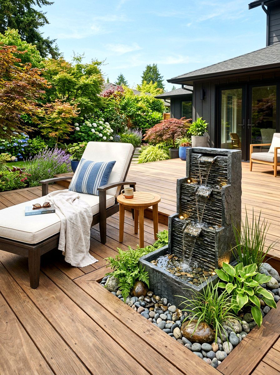 Deck water feature - 30 sunset deck decor ideas