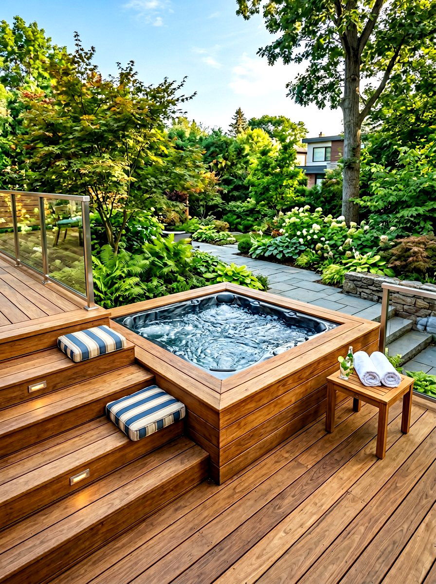 Deck with hot tub - 30 cozy deck ideas