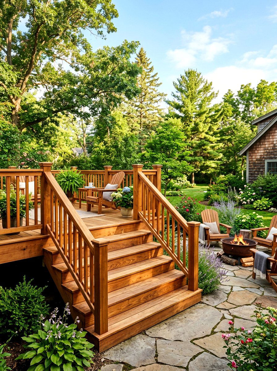 Decking Wood Stairs - 30 retaining wall stairs ideas
