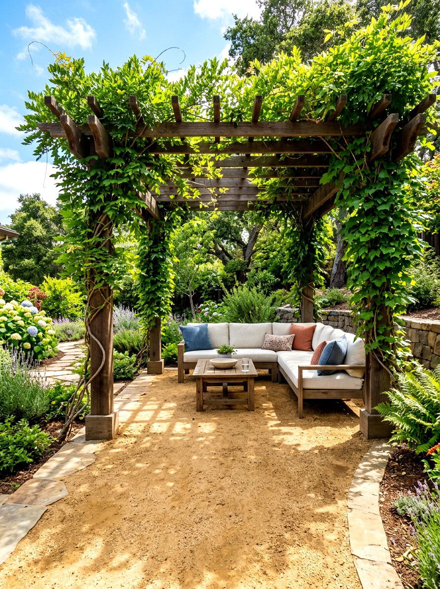 Decomposed Granite Patio Under Wood Pergola - 30 decomposed granite patio ideas