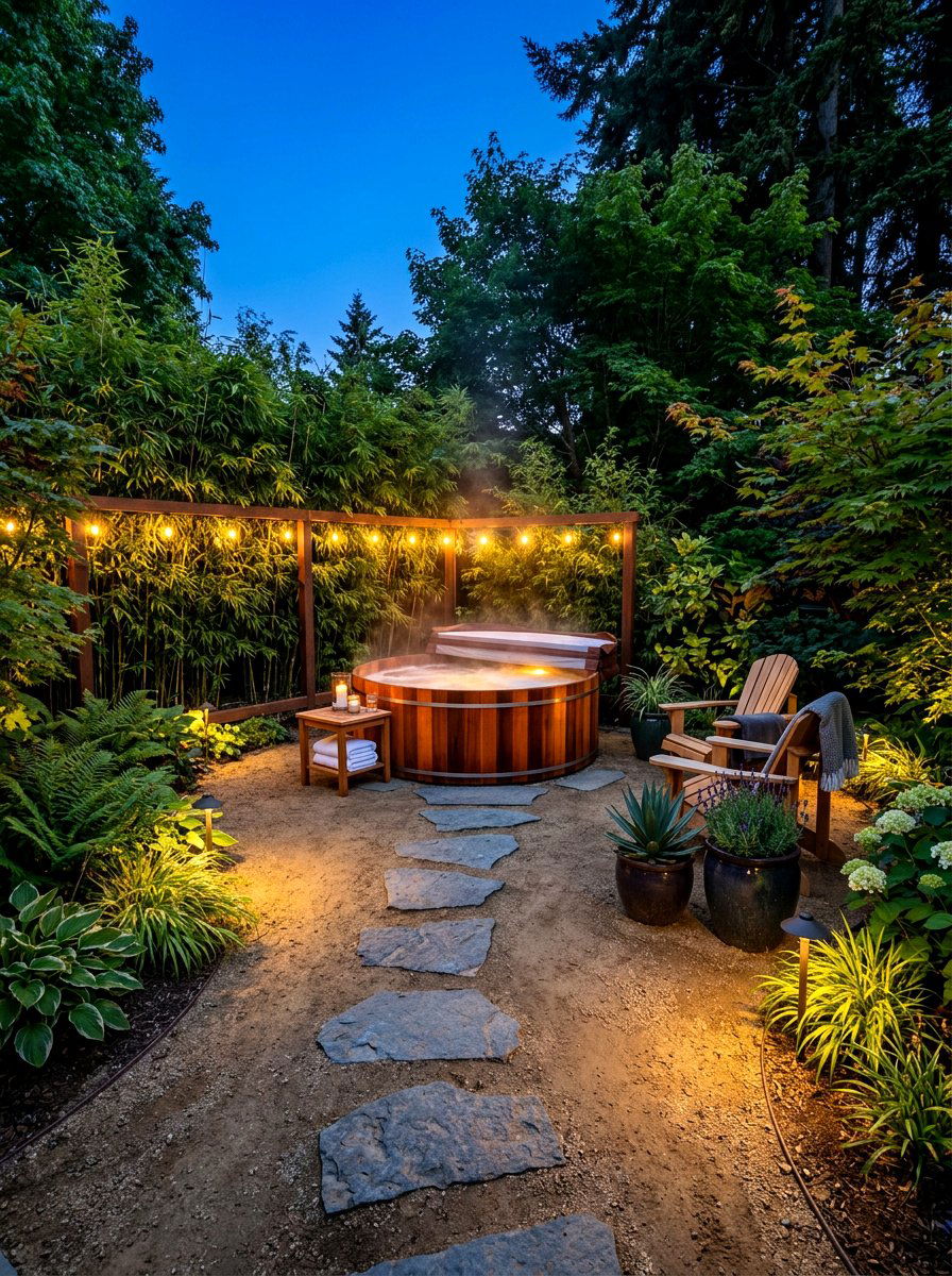 Decomposed Granite Patio With Cedar Hot Tub - 30 decomposed granite patio ideas