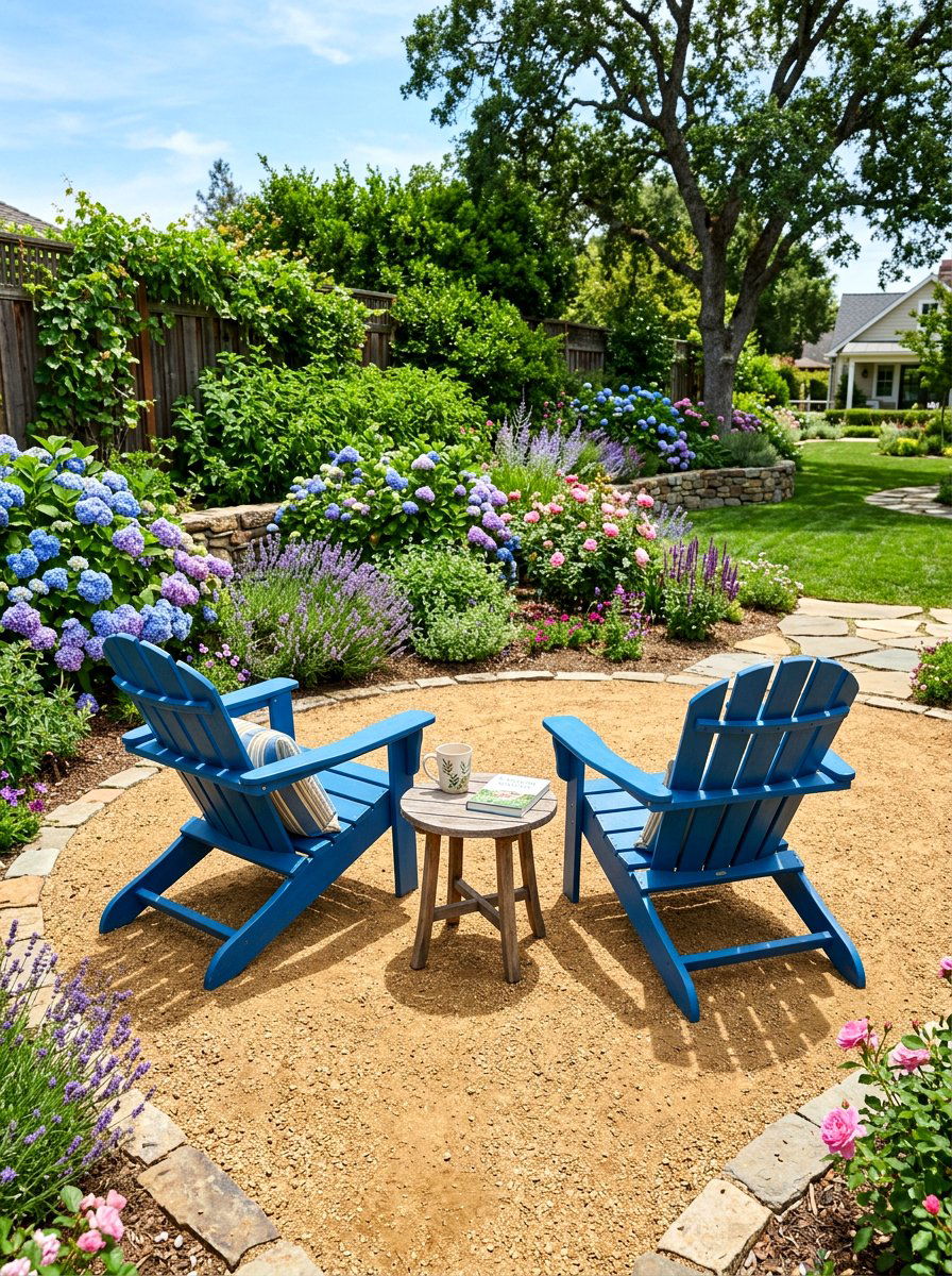 Decomposed Granite Patio With Classic Adirondack Chairs - 30 decomposed granite patio ideas